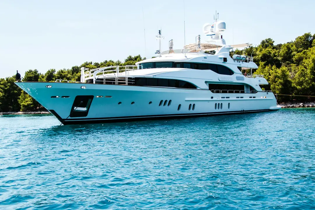 Luxury yacht cruising at sea